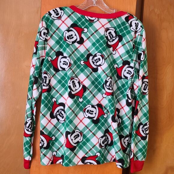 Womens Disney 100 Mickey Mouse Santa Pajama Top Large Comfy Soft - Picture 2 of 10